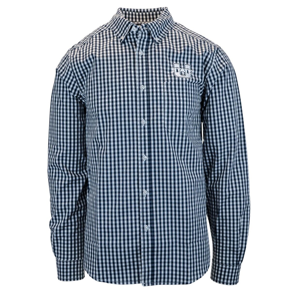 Men's U-State Gingham Button-Up Shirt blue and white